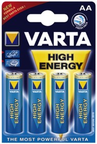 Pack 4 piles Alcaline Varta High Energy - LR6 - AA - 1.5V, cliquez pour agrandir 