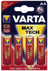 Pack 4 piles Alcaline Varta Max Tech - LR6 - AA - 1.5V, cliquez pour agrandir 