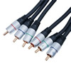 Câble 3 RCA mâle vers 3 RCA mâle, composant YUV, double blindage, haute qualité, contact plaqué OR, 2.5m
