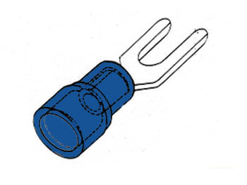 Cosse a Fourche 6.4mm - Bleu, 10pcs, cliquez pour agrandir 
