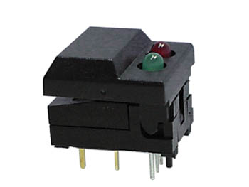 Digitast Dip Push-button Switch Black Cap - Red & Green LED, cliquez pour agrandir 