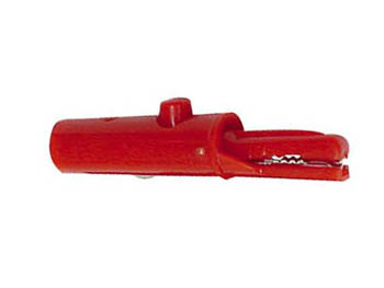 Pince crocodile isolee 4mm  boitier rigide 53mm - rouge, cliquez pour agrandir 