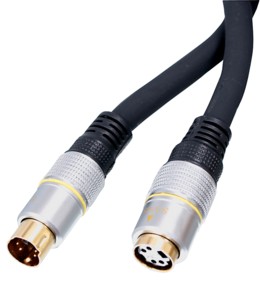 Cble fiche S-Vido mle vers fiche S-Vido femelle, double blindage, haute qualit, contact plaqu OR, 1.5m, cliquez pour agrandir 