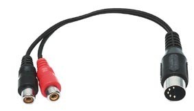 Cordon Fiche DIN Mle 5 Broches - 2 x RCA Femelle / 0.2m, cliquez pour agrandir 