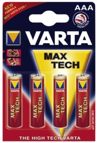 Pack 4 piles Alcaline Varta Max Tech - LR03 - AAA - 1.5V, cliquez pour agrandir 
