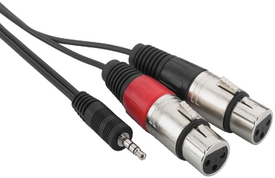 Cordon adaptateur audio 1 x jack 3,5 mle stro sur 2 x XLR femelle, 3m, cliquez pour agrandir 
