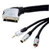 Câble péritel vers S-Vidéo + RCA + Jack 3.5mm stéréo, double blindage, haute qualité,1.5m