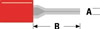 Cosse Mâle Cylindrique A=1.9mm B=12mm - Rouge, 100pcs