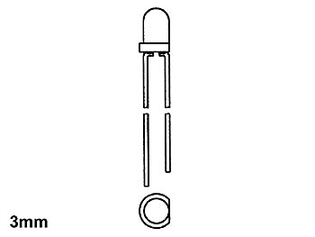 White LED 3mm water-clear - 6300mcd - 20ma, cliquez pour agrandir 
