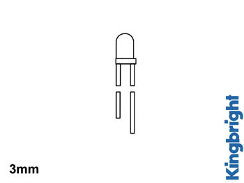 LED standard 3mm - jaune diffusant, cliquez pour agrandir 