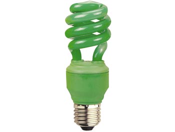 Lampe fluocompacte verte, e27, 13w/230v, cliquez pour agrandir 
