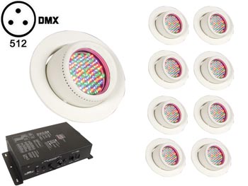 8 Spots LED Encastrables - DMX, cliquez pour agrandir 
