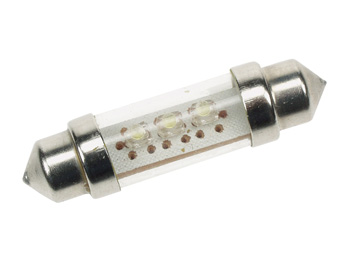 Ampoule LED de Voiture 12V, 3 LEDs Blanches (2pcs/blister), cliquez pour agrandir 