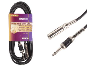 Cable Professionnel Audio, Fiche Mono 6.3mm Vers Jack Mono 6.3mm (5m), cliquez pour agrandir 