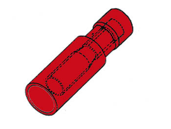 Cosse Cylindrique Femelle Rouge, 10pcs, cliquez pour agrandir 