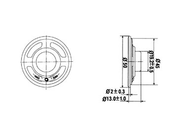 Haut-Parleur Miniature  8 Ohm 50mm 0.5W, cliquez pour agrandir 