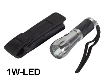 Lampe torche aluminium avec LED blanche 1W, cliquez pour agrandir 