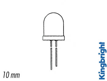 LED Verte Diffusante 10mm 70mcd, cliquez pour agrandir 