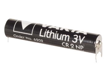 Pile Lithium Varta - CR2NP\'SLF - 3.0V - 1400mAh - 14 x 60.4mm - PCB vertical solder pins, cliquez pour agrandir 